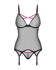 Obsessive - Novenes Korsett & String - Schwarz/Lila