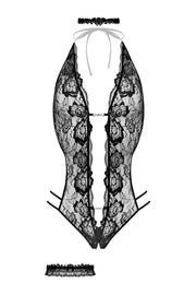 Offener Schritt Body-Set Renee - Schwarz