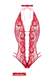 Body-Set mit offenem Schritt Renee – Rot