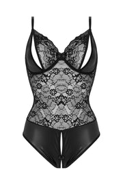 Ouvert Wetlook-Body Vesper- schwarz