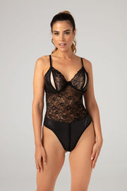 Ouvert Wetlook-Body Vesper- schwarz