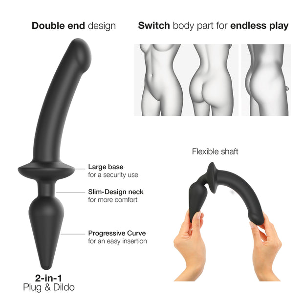Strap-On-Me - Switch Plug-in Semi-Realistic Dildo Black L