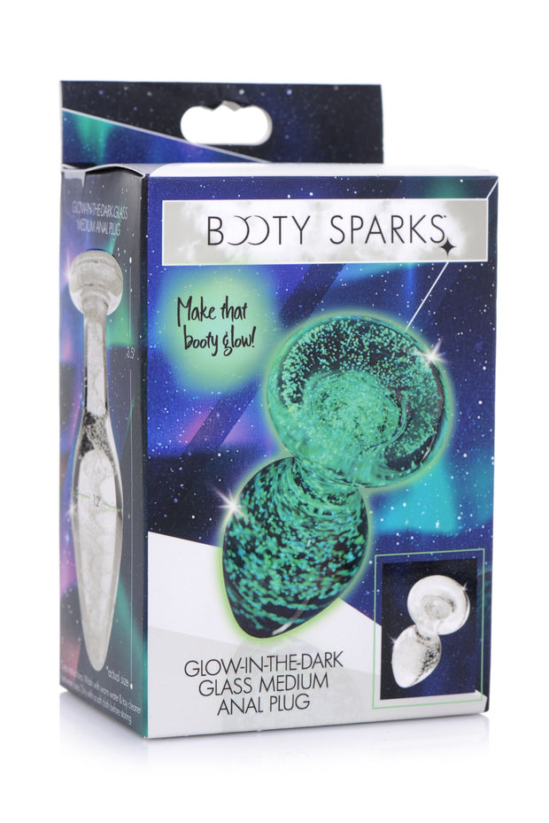 Glow-In-The-Dark Glas-Analplug - Mittelgroß