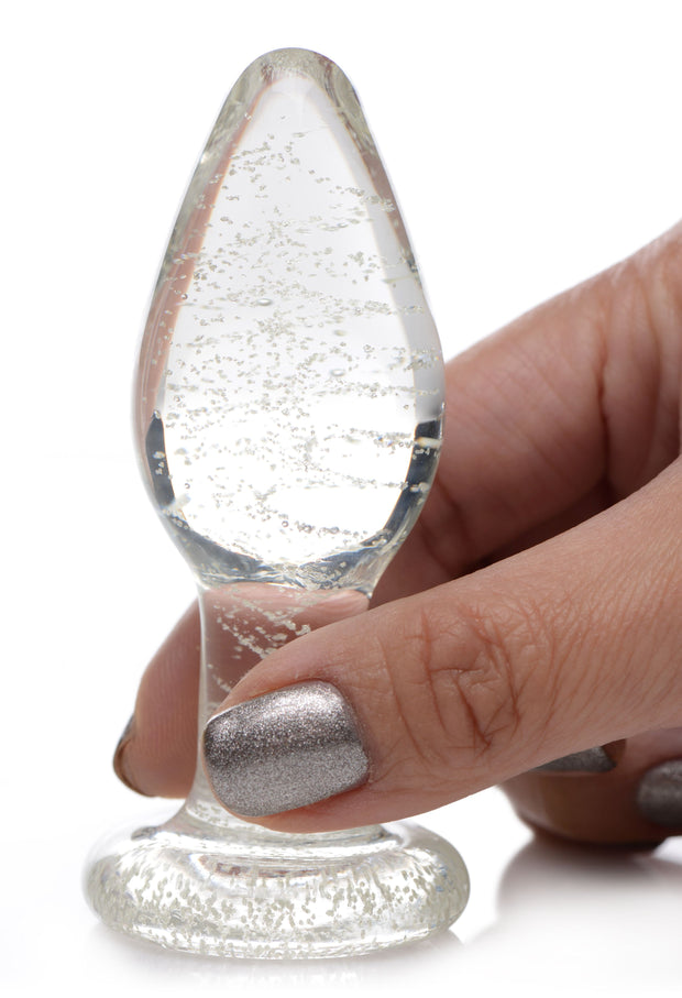 Glow-In-The-Dark Glas-Analplug - Mittelgroß