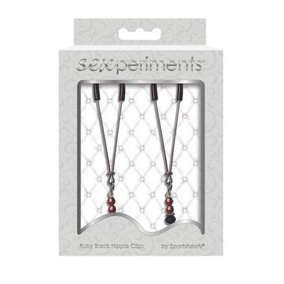 Sportsheets – S&M Ruby Brustklemmen – Schwarz/Rot