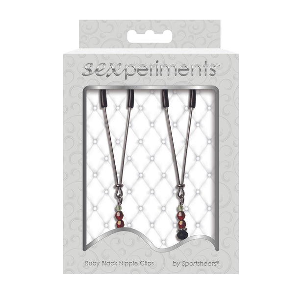 Sportsheets – S&M Ruby Brustklemmen – Schwarz/Rot