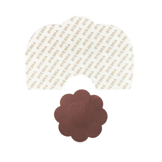 Bye Bra - Breast Lift Tape + Satin Nipple Covers Brown