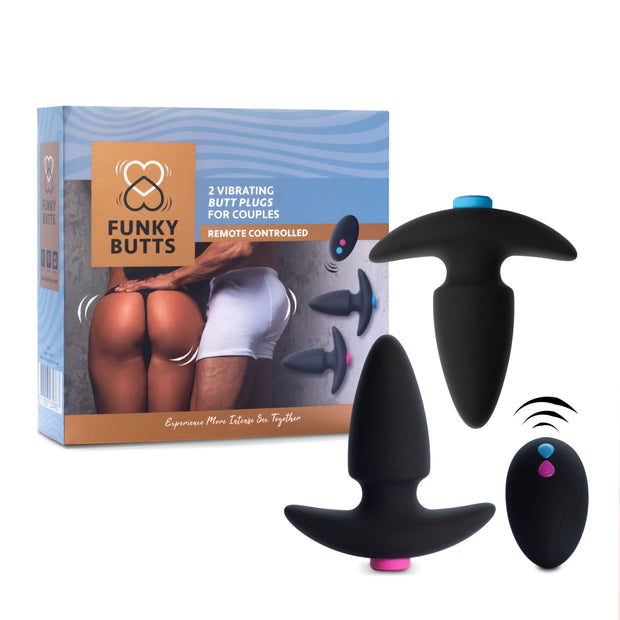 FeelzToys - FunkyButts Buttplug-Set mit Fernbedienung für Paare