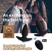 FeelzToys - FunkyButts Buttplug-Set mit Fernbedienung für Paare