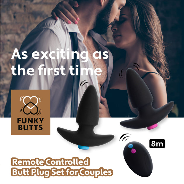 FeelzToys - FunkyButts Buttplug-Set mit Fernbedienung für Paare