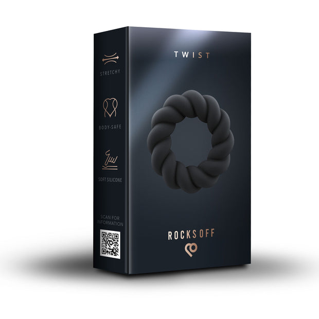 Rocks-Off - Twist Penisring - Schwarz Liquid-Silikon