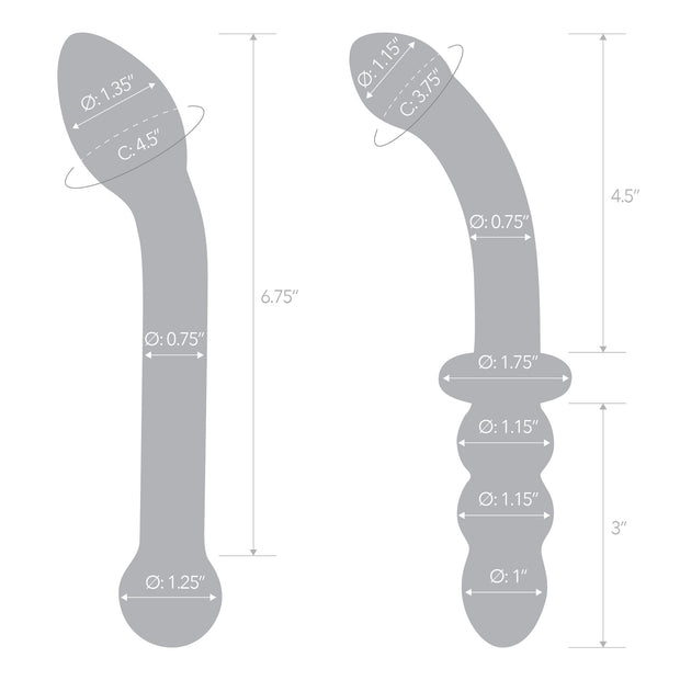 Glas - G-Spot Pleasure Glass Dildo Set 2 pcs