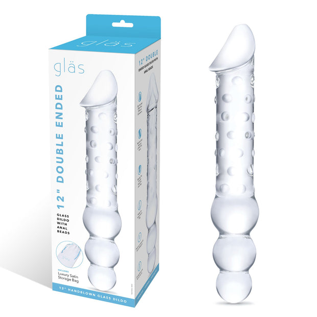Glas - Double Ended Glass Dildo with Anal Beads