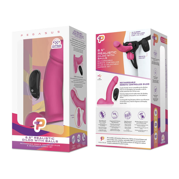 Pegasus - 6.5? Realistic SIlicone Dildo With Balls and Harness Included