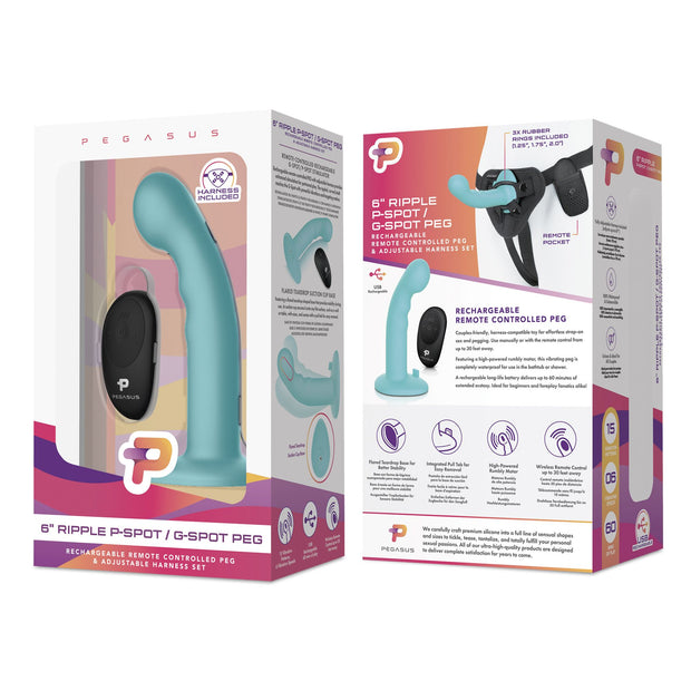 Pegasus - 6? Remote Control Ripple P-Spot G-Spot Silicone Peg with Harness 
