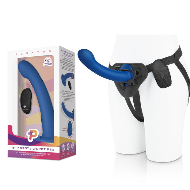 Pegasus - 8? Remote Control P-Spot G-Spot Silicone Peg with Harness Include