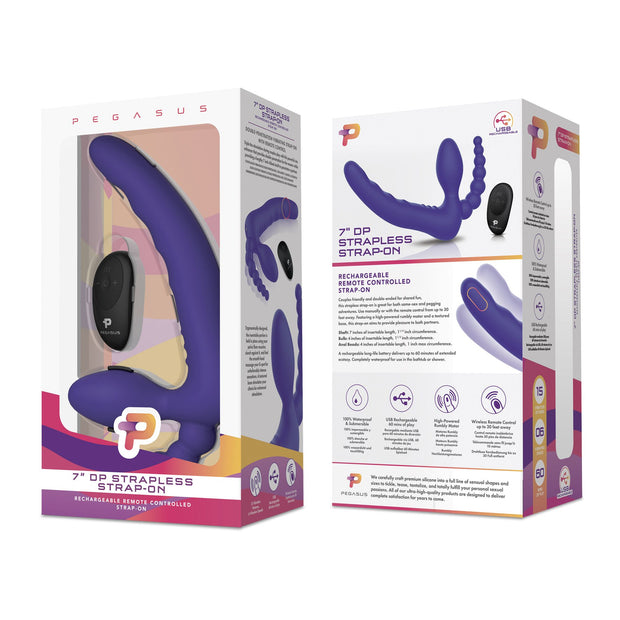 Pegasus - 7? Remote Control Strapless D.P. Silicone Strap on