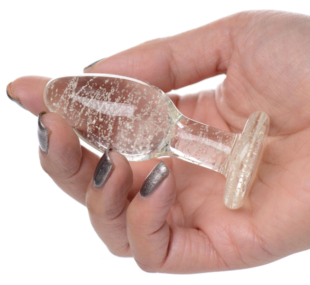 Glow-In-The-Dark Glas-Analplug - Klein