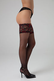 Exklusive halterlose Strümpfe - Love me more - schwarz