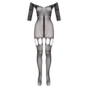 Trendiger Straps-Catsuit Rosa- schwarz