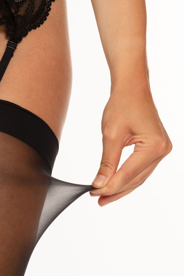 Anti-Laufmaschen-Strapsstrümpfe Glorious - schwarz