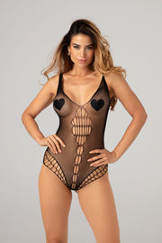 Stretch Fishnetbody Amorelie- schwarz