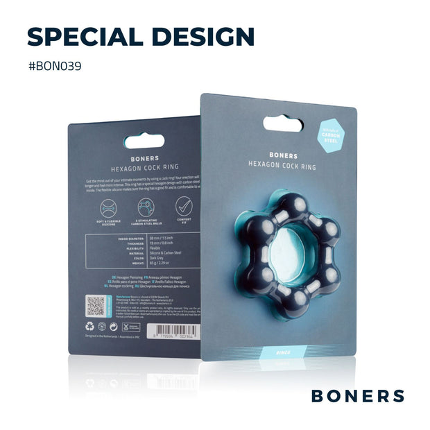 Boners Hexagon Penisring mit Stahlkugeln