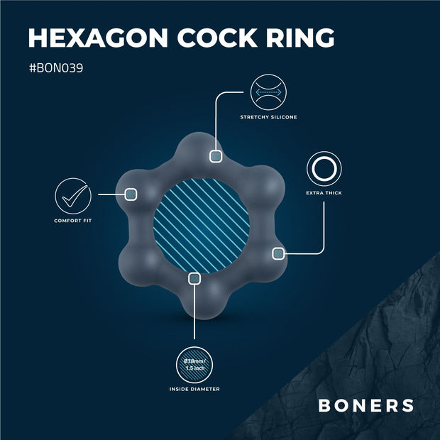 Boners Hexagon Penisring mit Stahlkugeln