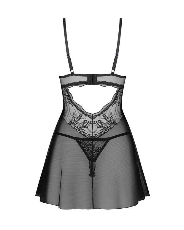 Obsessive - Exquisite Perisia Babydoll & String - Schwarz
