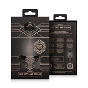 Rosy Gold - Spitzenmanschetten und Halsband - Schwarz