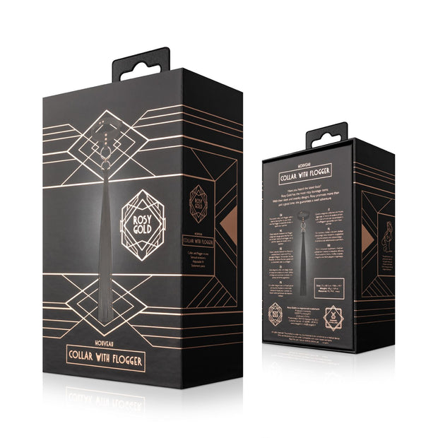 Rosy Gold - Halsband mit Flogger - Schwarz