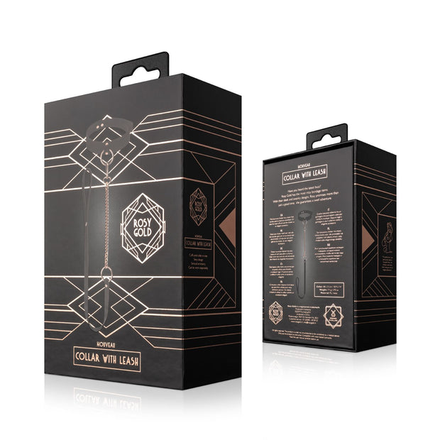Rosy Gold - Halsband mit Leine - Schwarz