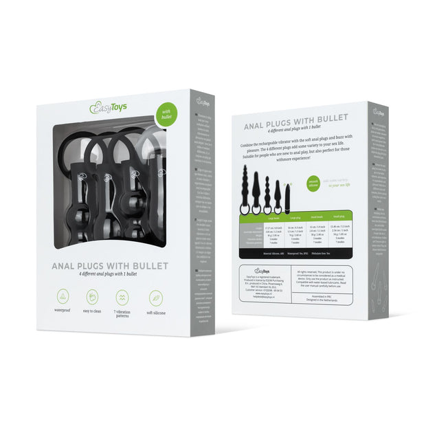 Anale Plugs mit Bullet-Vibrator - Schwarz
