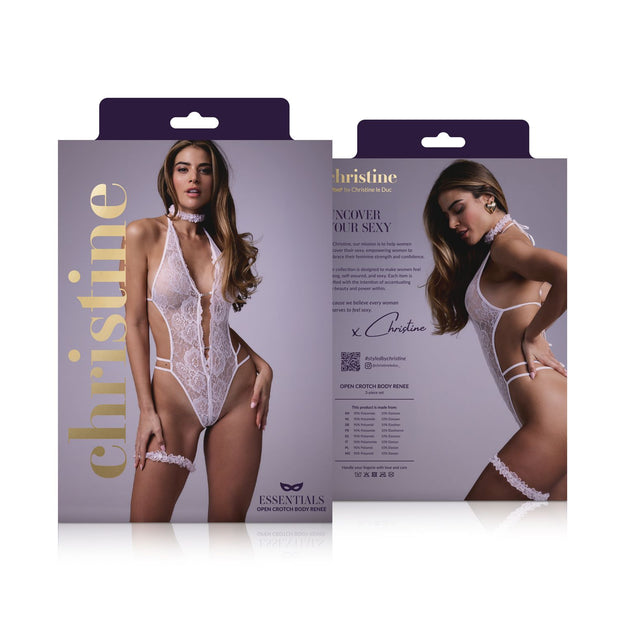Offener Schritt Body-Set Renee - Weiß