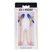 Cougar Brustwarzenklemmen mit Kette - Gold