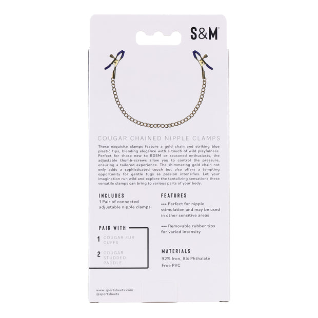 Cougar Brustwarzenklemmen mit Kette - Gold