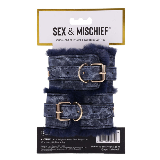Sportsheets - Cougar Flauschige Handschellen - Blau