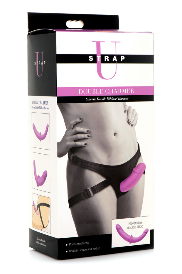 XR Brands - Doppeldildo mit Gurt - Lila