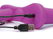 XR Brands - Doppeldildo mit Vibration und Gurt - Lila