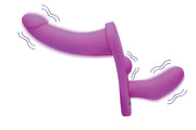 XR Brands - Doppeldildo mit Vibration und Gurt - Lila