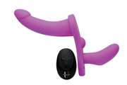 XR Brands - Doppeldildo mit Vibration und Gurt - Lila