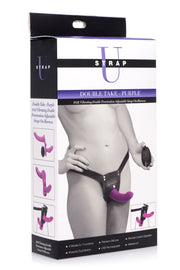 XR Brands - Doppeldildo mit Vibration und Gurt - Lila