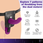 XR Brands - Doppeldildo mit Vibration und Gurt - Lila