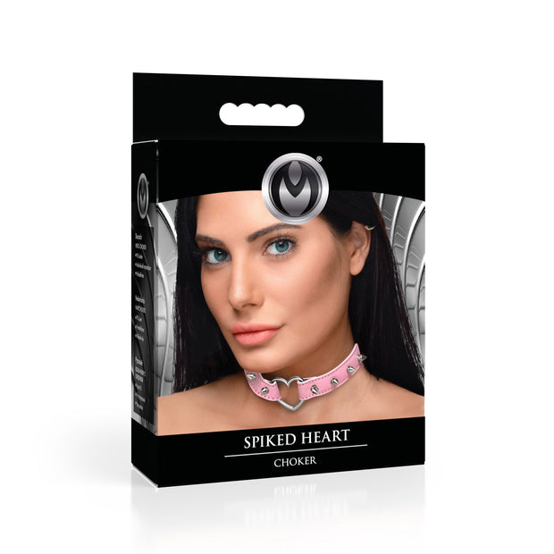 XR Brands - Spiked Heart Choker - Rosa