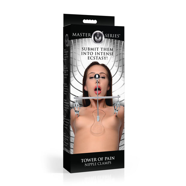XR Brands - Tower of Pain Brustwarzenklemmen - Silber