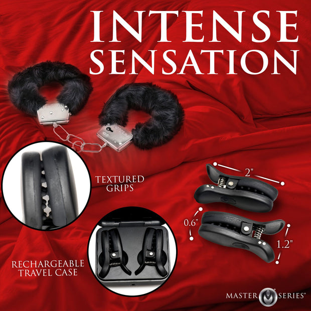 XR Brands - Dark Grip Vibrations-Brustwarzenklemmen - Schwarz