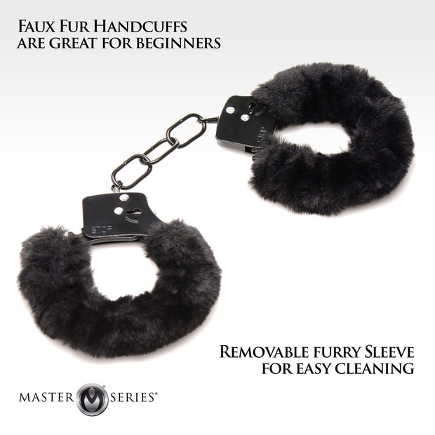 XR Brands - Cuffed In Fur Handschellen - Schwarz