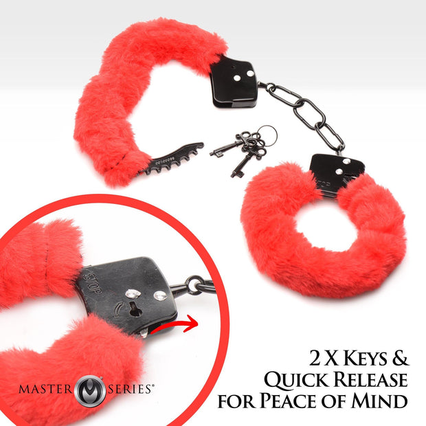 XR Brands - Cuffed in Fur Handschellen - Rot