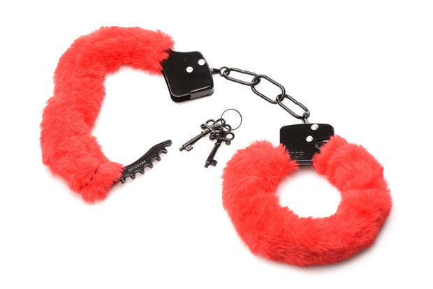 XR Brands - Cuffed in Fur Handschellen - Rot