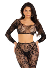 Leg Avenue - Crop Top & Fußlose Leggings - Schwarz